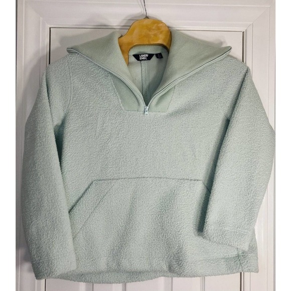 Lands End‎ Women’s Sherpa Jacket Size Large 14-16 Light Blue Large Neck - Picture 1 of 12